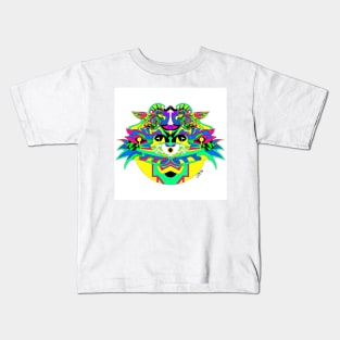 eye in the sky in kaiju sphinx madness ecopop mexican patterns and color wallpaper Kids T-Shirt